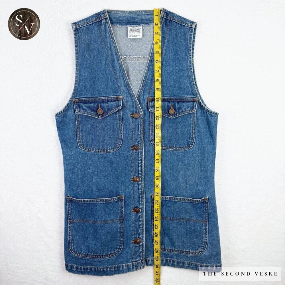 Vintage Original Jordache Medium Wash Denim Vest With Pockets - Large - Picture 11 of 12